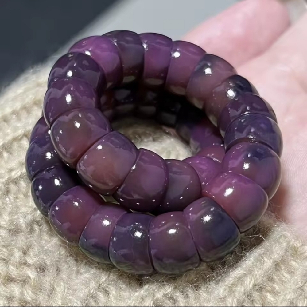 Natural Bodhi Root Hand String Smoke Bodhi Zi Bangle 7" in Length - Picture 2 of 2